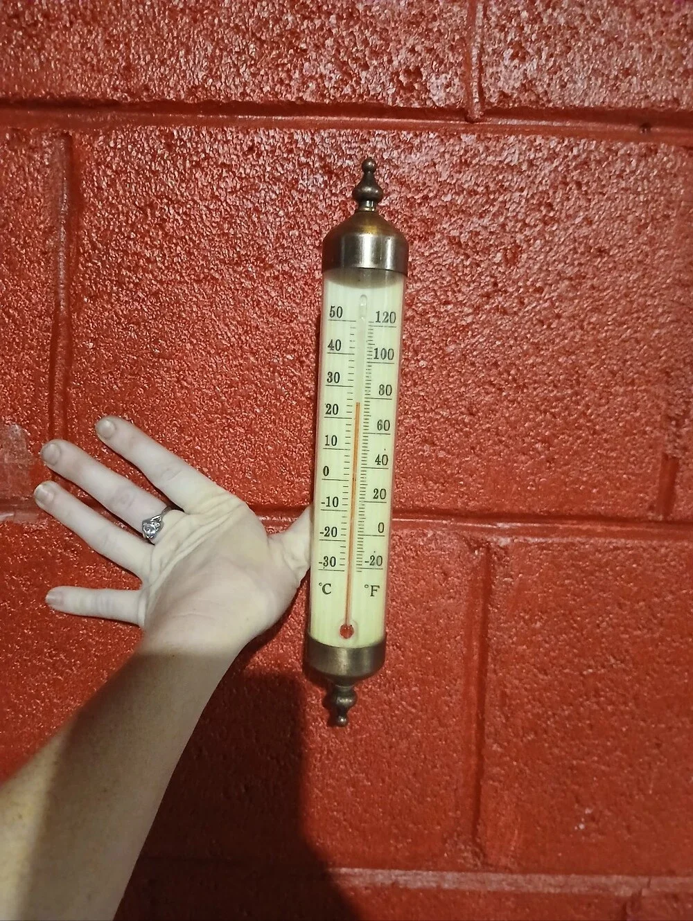 Vintage Brass Swivel Wall Mount Outdoor Cylinder Tube Thermometer